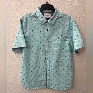 Flag & Anthem Men’s Norcross Flamingo Mint Short Sleeve Button Down Shirt Size L